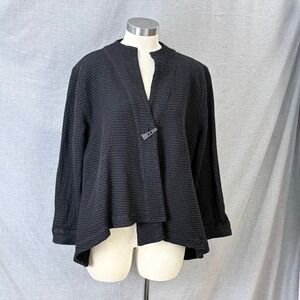 Focus Casual Life Black Waffle Knit Cotton Toggle Button Jacket M Lagenlook
